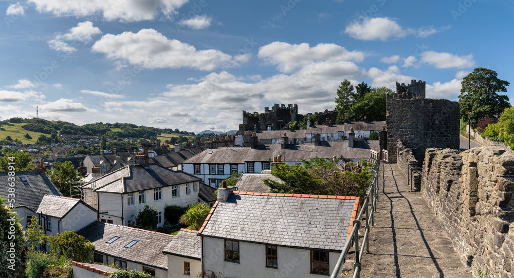 view of the walled town of Conwy in North Wales