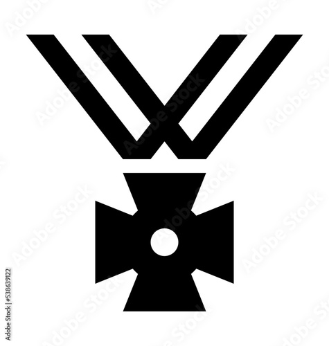 Nazi Award Medal Vector Icon 