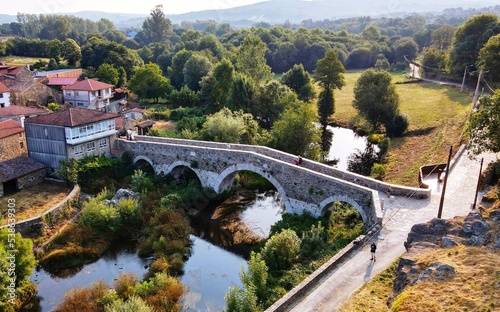 Puente sobre el río Furelos en Melide, Galicia photo