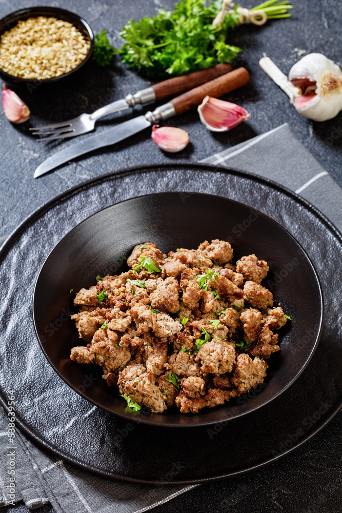 fried Italian sausage of freshly ground pork meat