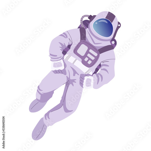 Astronaut floating in outer space. Vector illustration in cartoon style. Isolated on white background.