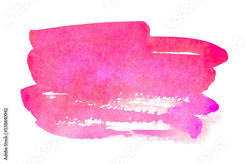 Abstract pink watercolor splash isolated on white background. Hand drawn watercolor spot for logo or text 