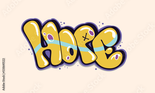 Hope Graffiti Bubble style hand drawn lettering