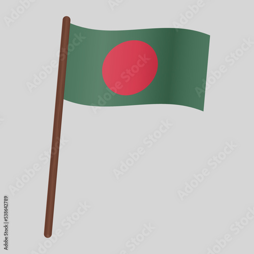 Free Download Flag of the country of Bangladesh. Flag on the flagpole. Vector illustration - GFXLoad
