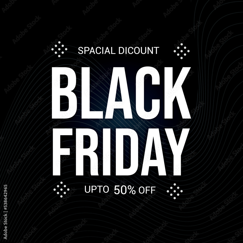 Black friday special discount black background social media banner template