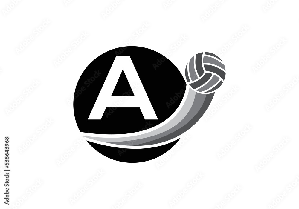 Letter A Volleyball Logo Design For Volleyball Club Symbol Vector ...