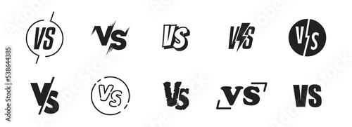 VS icon set. Versus logo letters collection. Logo for game, match, fight, competition, battle. Vector EPS 10