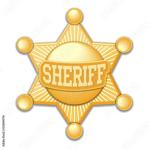 Sheriff six pointed star icon. Vector on transparent background