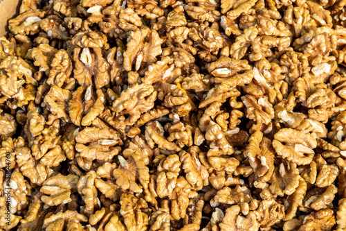 Peeled walnut kernels background