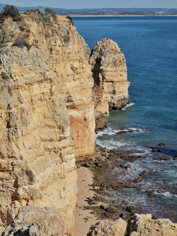 Typical rocky coastline near Lagos, Algarve - Portugal