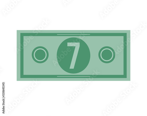 7 dollar vector illustration isolated in white background. Dollar price for sales and promotion