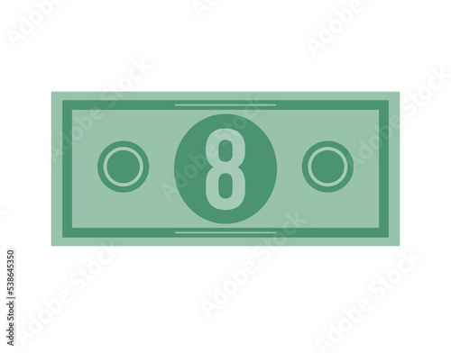 8 dollar vector illustration isolated in white background. Dollar price for sales and promotion