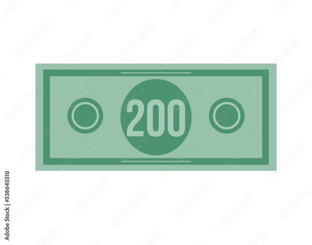 200 dollar vector illustration isolated in white background. Dollar price for sales and promotion 200 dollar vector illustration isolated in white background. Dollar price for sales and promotion