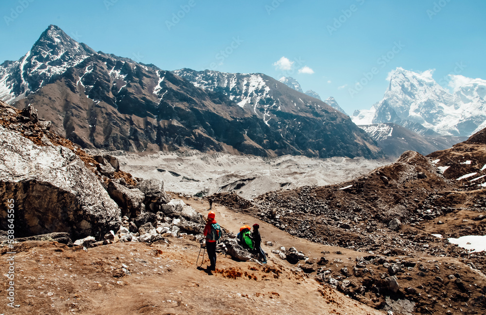 Small village among beautiful mountains in Himalaya. Nepal