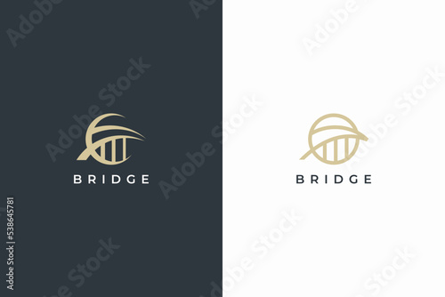 abstract bridge circle logo vector