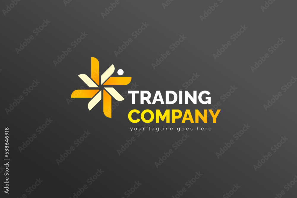 Simple Modern Isolated Trading Logo Template. In White and Yellow Color. For your trading company, business, brand, and many more Simple Modern Isolated Trading Logo Template. In White and Yellow Color. For your trading company, business, brand, and many more