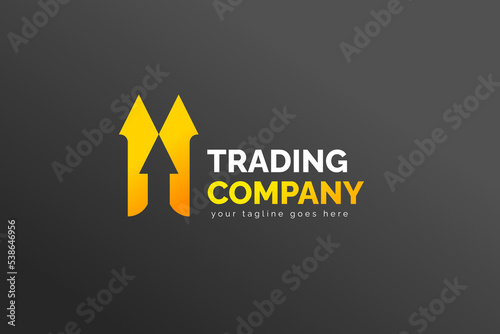 Simple Modern Isolated Trading Logo Template. In White and Yellow Color. For your trading company, business, brand, and many more