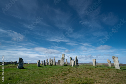 The standing stones of Callanish, Isle of Lewis, Scotland, UK, showing the central circle looking west.