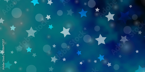 Light BLUE vector background with circles, stars.