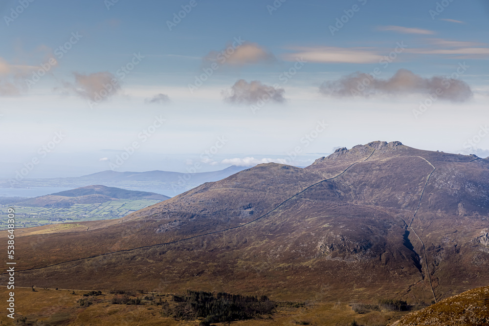 The Mourne Wall and Slieve Binnian, Mournes area of outstanding natural beauty, County Down, Northern Ireland
