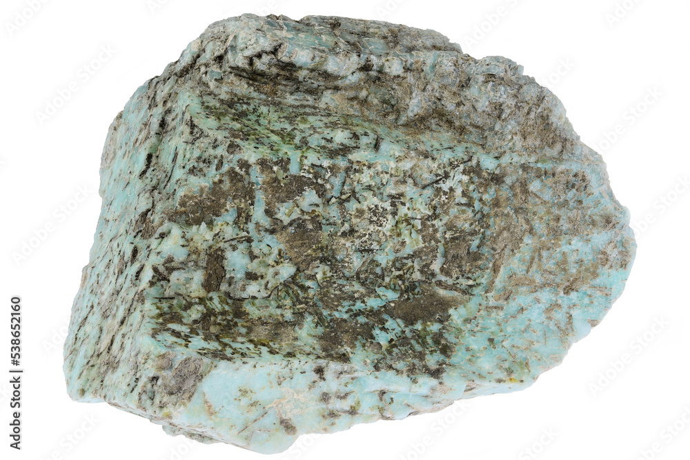 amazonite from the USA isolated on white background amazonite from the USA isolated on white background
