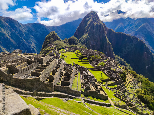 Machu Picchu, the most important Inca citadel, located in the eastern cordillera of the Peruvian Andes, in Urubamba region, near Cusco. photo