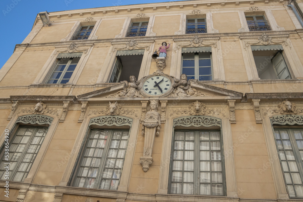 Jacquemard Façade de l'Hôtel de Ville - Hôtel de Ville, Nîmes, France, Europe