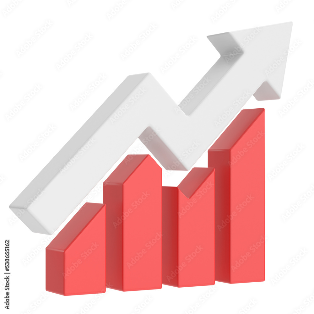 Growth graph, Growth chart. 3D illustration. Growth graph, Growth chart. 3D illustration.