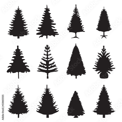 Christmas tree silhouettes , Christmas tree silhouette collection
