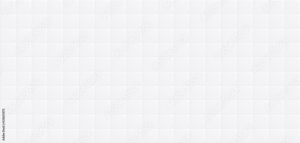White bathroom tile, clean ceramic wall surface, bathroom interior mosaic, pool marble decoration, square mosaic background.