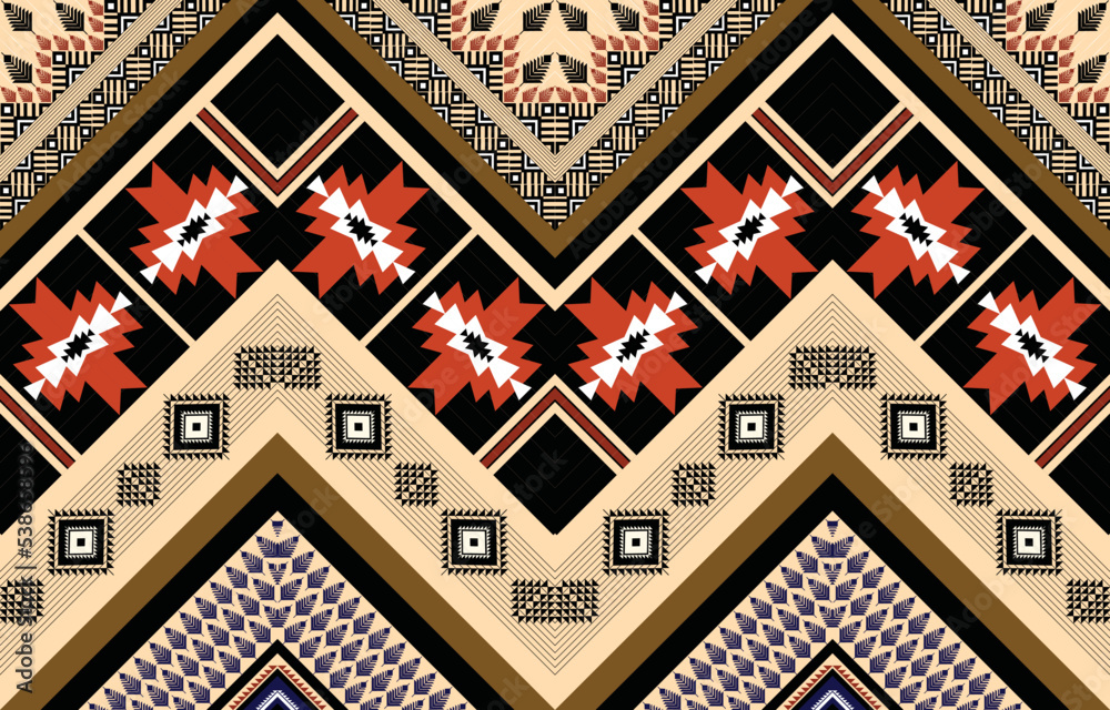 Ethnic geometric abstract seamless pattern design. Native American Navajo Aztec  pattern vector elements designed for background, wallpaper, print,  wrapping, tile. vector illustration. Embroidery style Stock Vector | Adobe  Stock