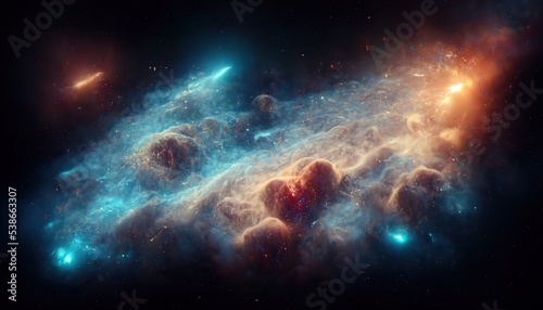 Nebula Milkyway and galaxies in space. 3D render. Raster illustration. photo