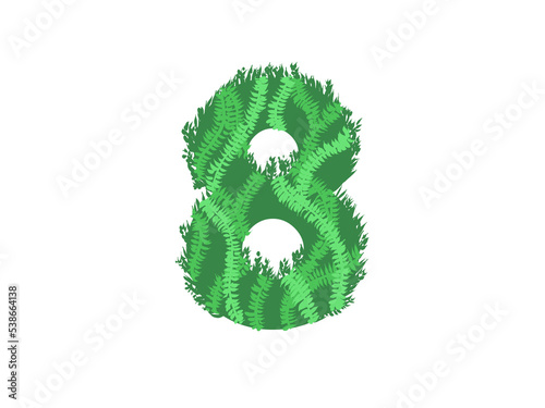 Green number  8  - Foliage style
