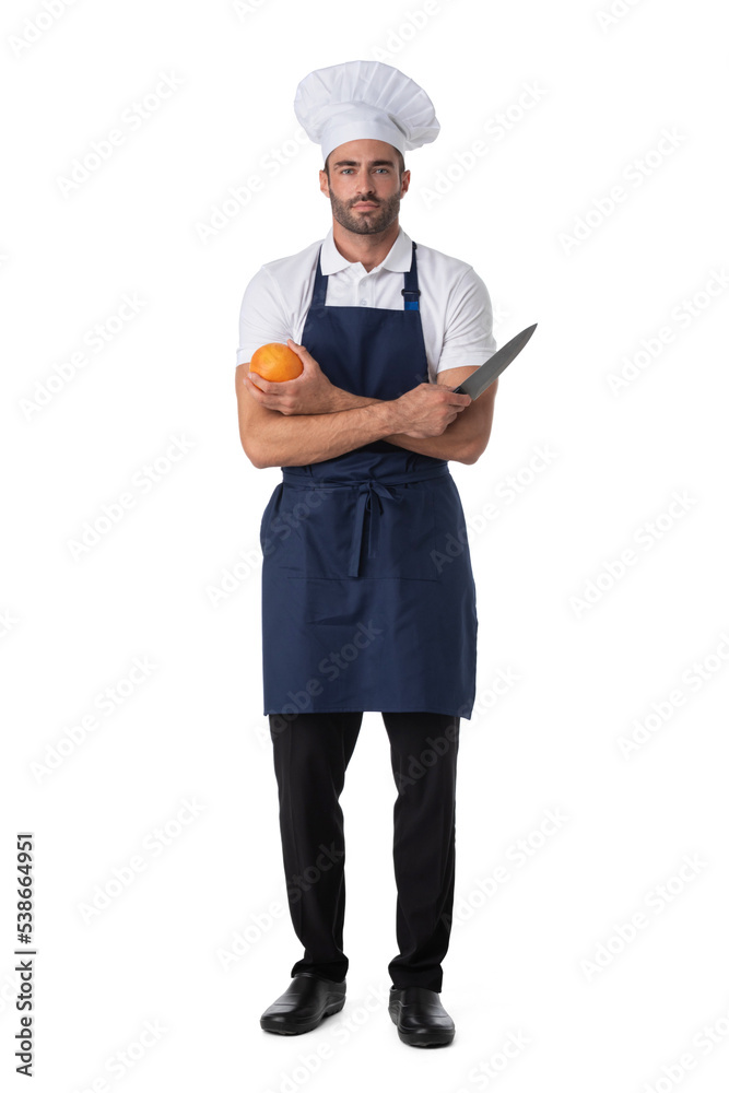 Portrait of a male chef cook holding knife Portrait of a male chef cook holding knife