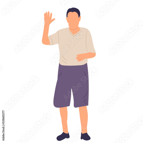 man waving hand on white background, isolated vector
