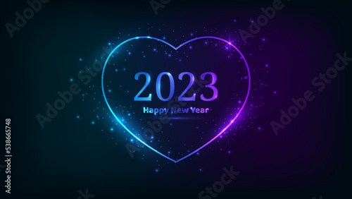 2023 Happy New Year neon background
