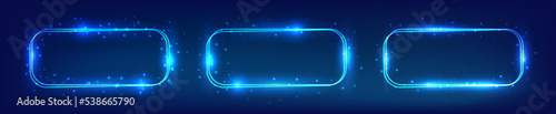 Neon double rectangular frame with shining effects