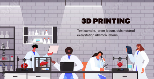 doctors printing human transplantation organs on 3d medical bio printers biological engineering bioprinting concept