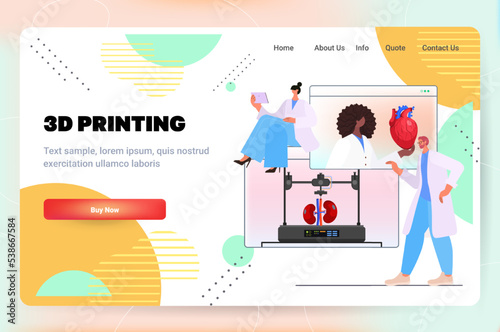 doctor choosing web browser windows with transplantation organs heart kidneys models prints on 3d bio printer medical printing