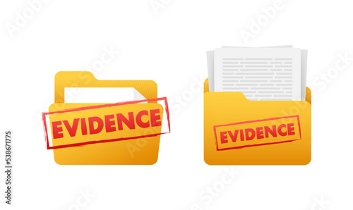 Evidence stamp on white background. Vector stock illustration.