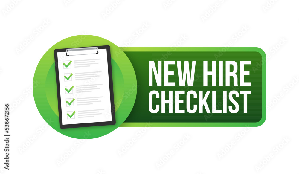 New hire checklist. Hiring Process icon. Vector stock illustration. - obrazy, fototapety, plakaty 