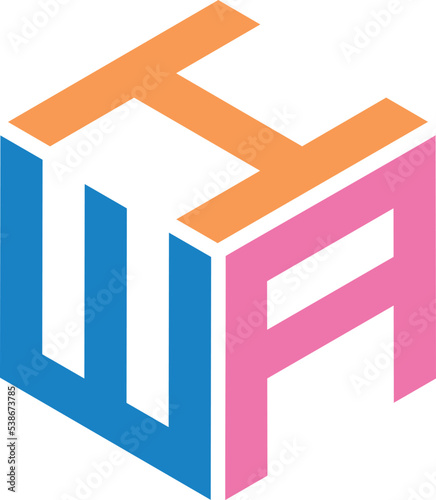 HWA letter logo design with polygon shape. HWA polygon and cube logo design