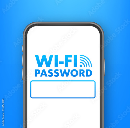 Free WiFi Password Symbol Sign. Vector stock illustration.