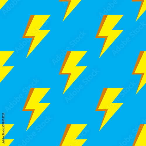 Electric lightning bolt seamless pattern. Vector background. Thunderbolt theme illustration.