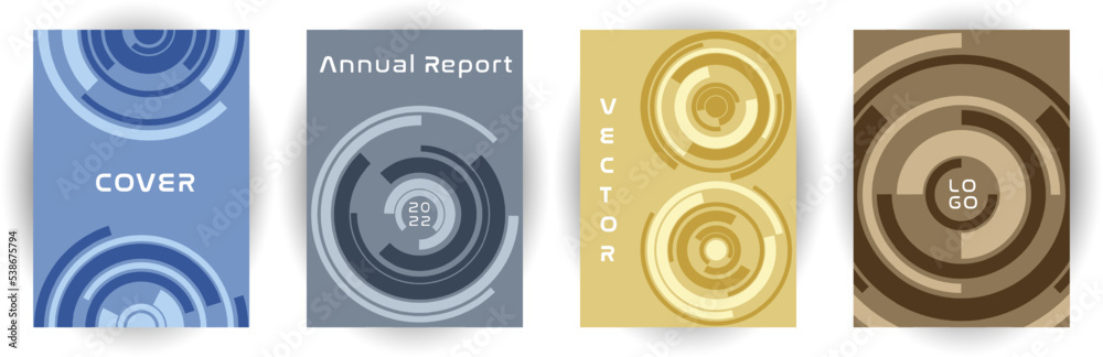 Annual report cover page layout vector collection with aim goal circle pattern concept. Annual report cover page layout vector collection with aim goal circle pattern concept.