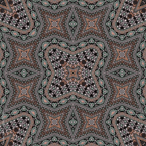 Tribal repeating pattern vector design. Oriental geometric texture. Fabric print in ethnic style.