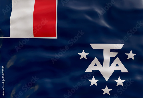 National flag of French southernd antarctic lands. Background with flag of French southernd antarctic lands