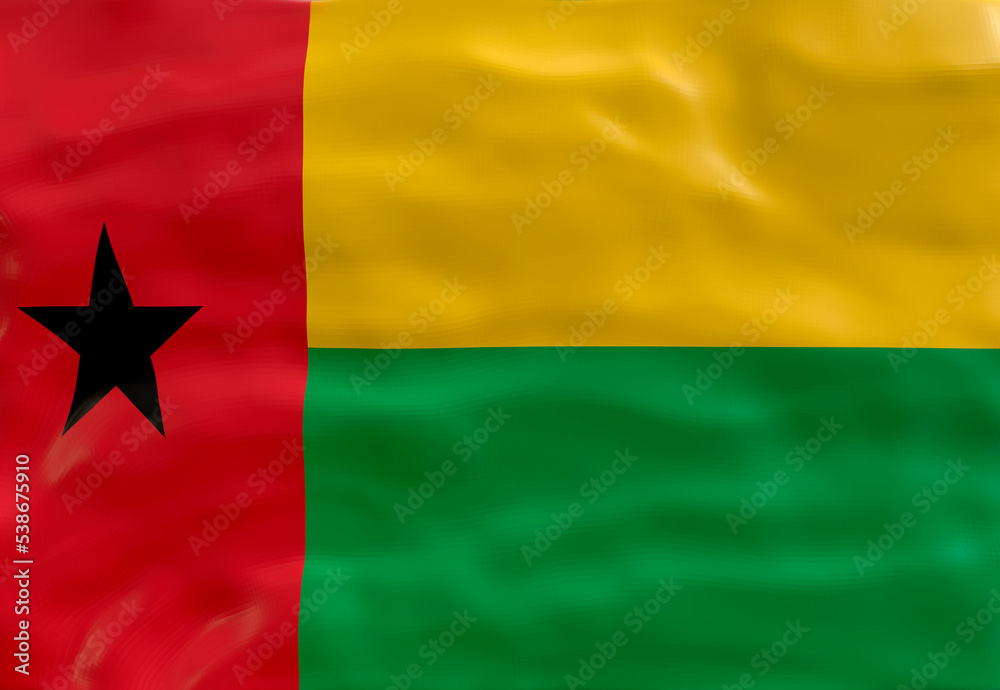 National flag of Guinea-Bissau.  Background  with flag of Guinea-Bissau