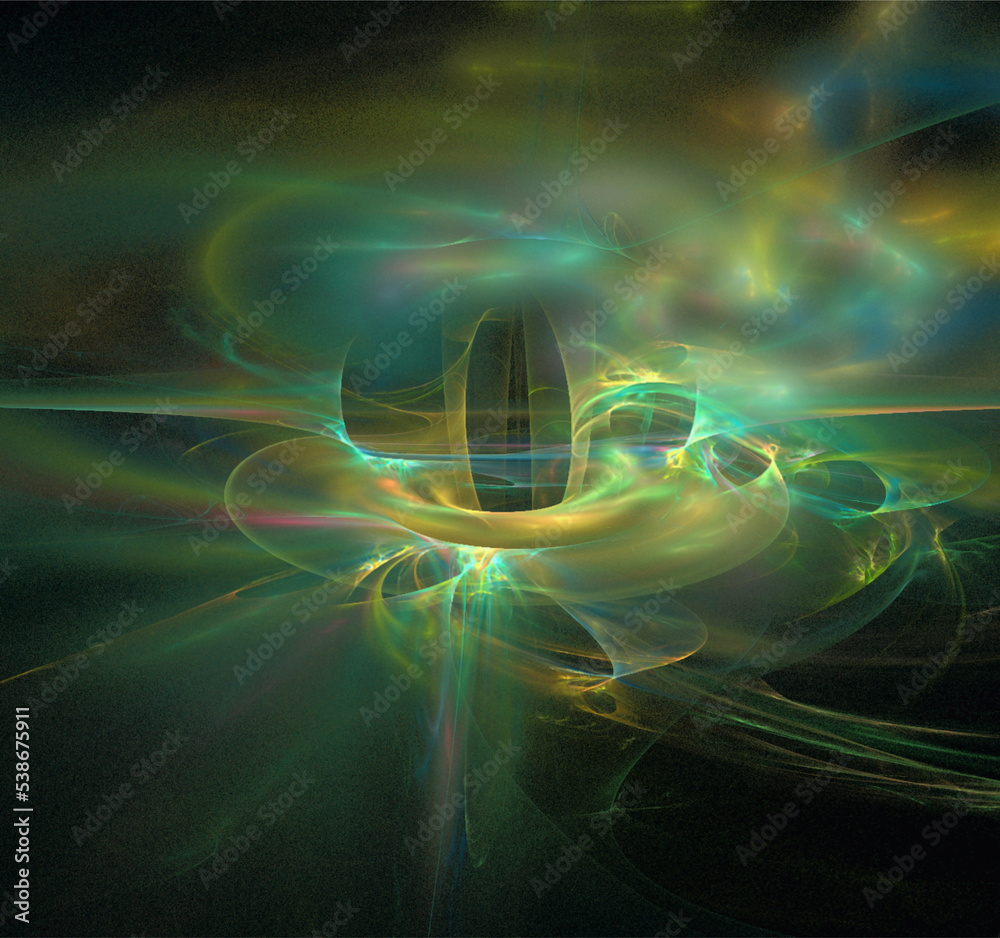 Fototapeta premium abstract green glowing pattern on black background, design, wallpaper