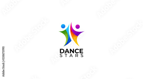 Dance Stars people logo design and symbol success health
